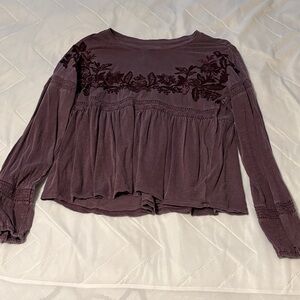 Lucky Brand Mauve Embroidered Blouse